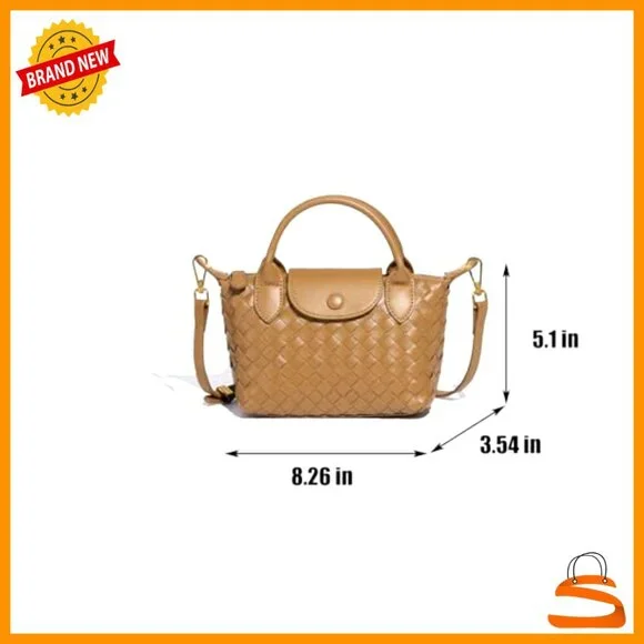 Mini Braided Faux Leather Top Handle Satchel Handbag Adjustable Strap - Picture 4 of 7